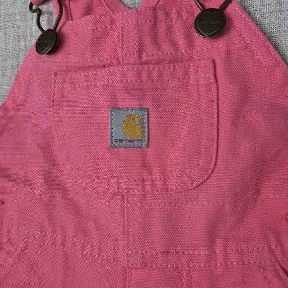 Carhartt Baby Girls Pink Canvas Overalls - Heart Hardware - 6M - Picture 3 of 10